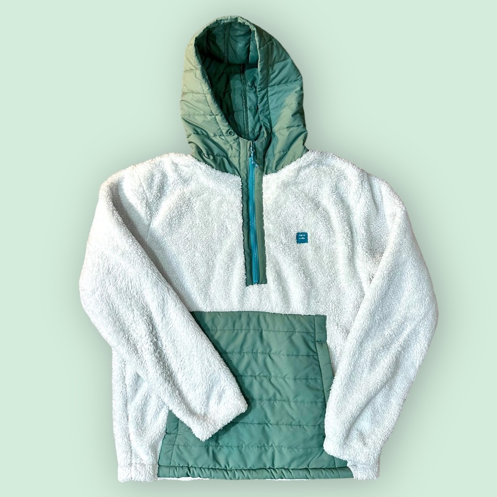 Mens L Large Billabong Adventure Division Badger Half-Zip Fleece Hoodie Jacket